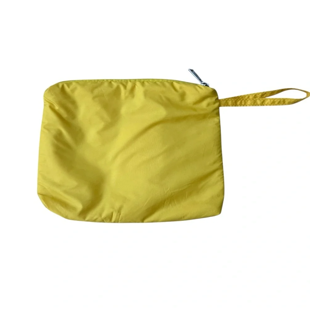 Charming Charlie Yellow Cosmetic Bag with‎ Blue Bow